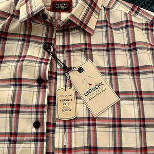 NWT Untuckit men’s plaid wrinkle free shirt xs slim.